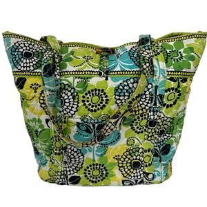 Vera Bradley Lime's Up Vera Tote Large Toggle Closure Carryall Shoulder Bag